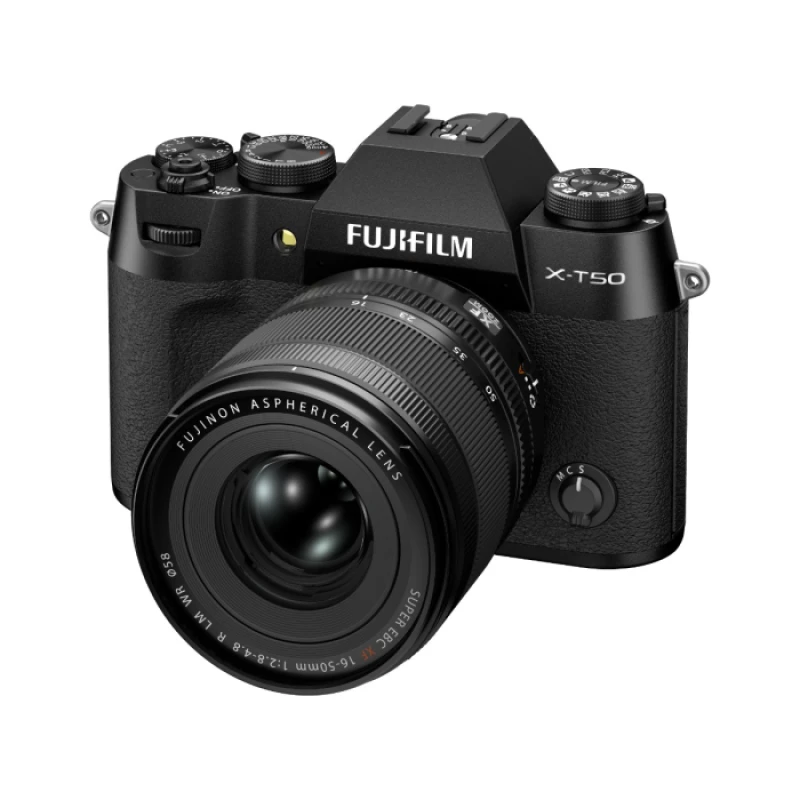 Image of Fujifilm X-T50 Mirrorless Camera in Black with XF16-50mm F2.8-4.8 R LM WR Lens