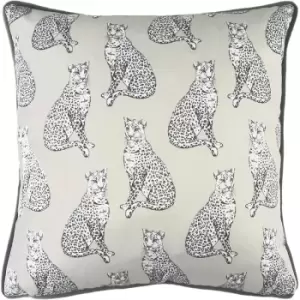 Image of Evans Lichfield Safari Leopard Monochrome Cushion Cover (One Size) (White/Grey/Black) - White/Grey/Black