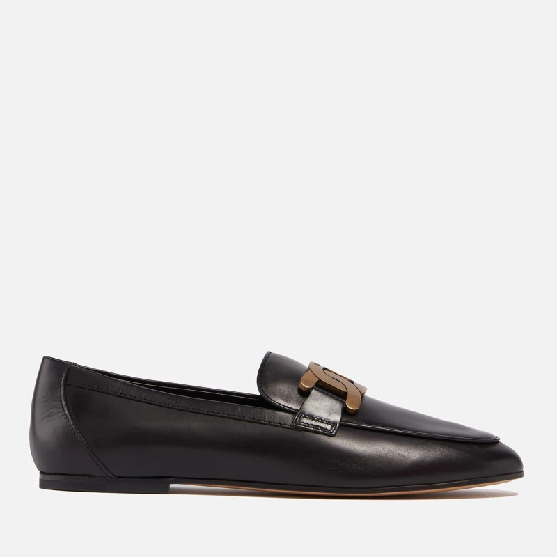 Image of Tods Chain Leather Loafers Black female UK 4