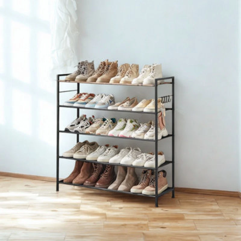 Image of FURNOLD 5 Tier Industrial Shoe Rack Hallway Storage Organiser