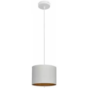 Image of Helam Alba Cylindrical Pendant Ceiling Light White, Gold 20cm