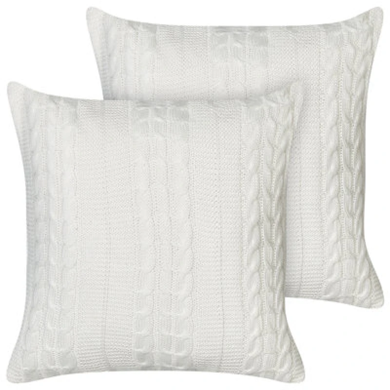 Image of Beliani Set Of 2 Decorative Cushions Cadetia Cotton 45 X 45cm White Solid