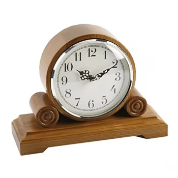 Image of Barrel Rounded Mantel Clock - Oak Effect