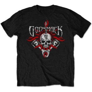 Image of Godsmack - Chrome Pistons Unisex Medium T-Shirt - Black