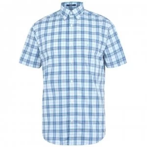 Image of Gant Multi Check Short Sleeve Shirt - Green 450