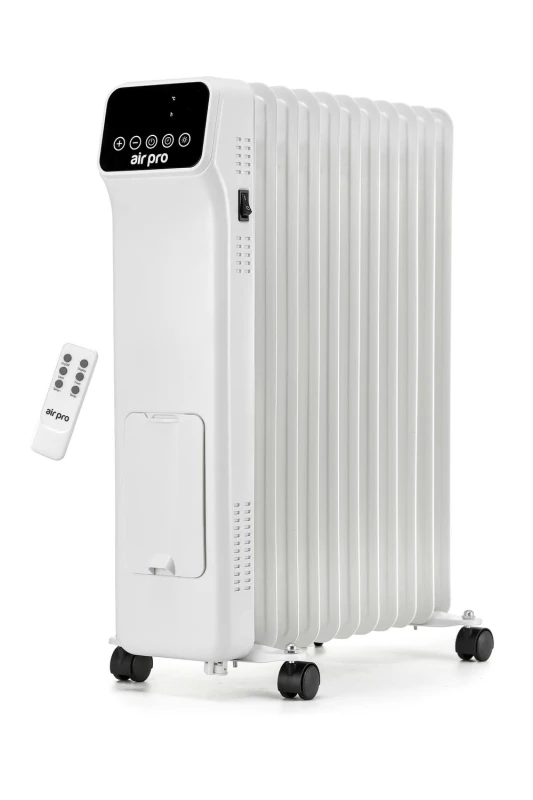 Image of Air Pro Oil-Filled Electric Radiator 2500W with Thermostat, 9 Hour Timer in White White Unisex