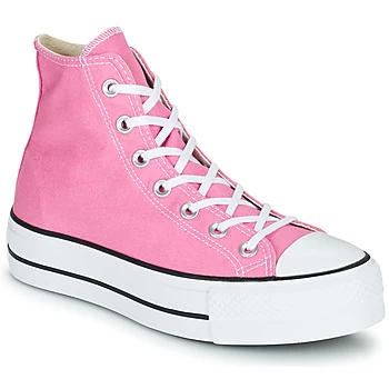 Image of Converse CHUCK TAYLOR ALL STAR LIFT SEASONAL COLOR HI womens Shoes (High-top Trainers) in Pink,2.5