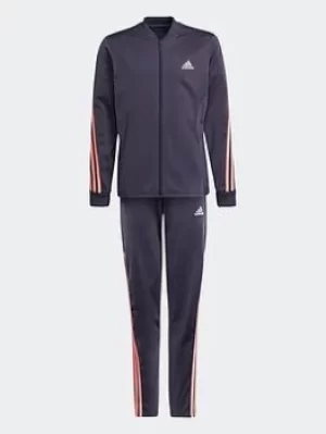 Image of Boys, adidas Aeroready 3-stripes Polyester Tracksuit, Blue, Size 11-12 Years