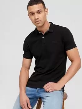Image of Superdry Classic Pique Polo Shirt - Black, Size 3XL, Men