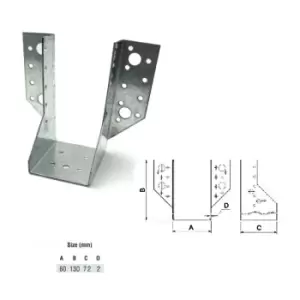 Image of Jiffy Timber Joist Hangers Decking Lofts Roofing Zinc Packs - Size 60x130x72x2mm - Pack of 5