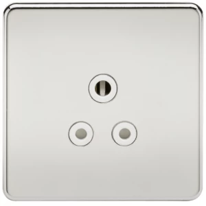 Image of KnightsBridge 1G 5A Screwless Polished Chrome Round Pin 230V Unswitched Electrical Wall Socket - White Insert