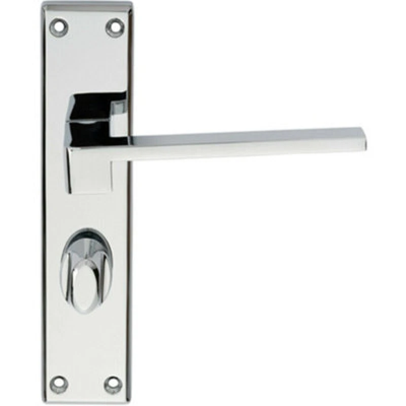 Image of Loops PAIR Flat Straight Handle on Bathroom Backplate 180 x 40mm Polished Chrome Multi