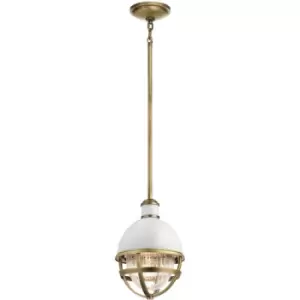 Image of Quintiesse Kichler Tollis Globe Pendant Ceiling Light Natural Brass & White