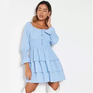 Image of I Saw It First Long Sleeve Milkmaid Mini Dress - Blue