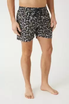 Image of Black Swirl Print Swim Short