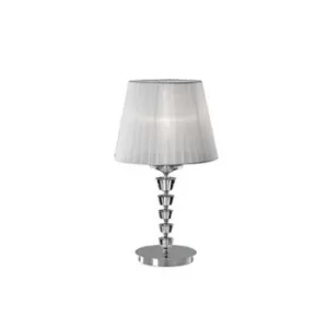 Image of Pegaso 1 Light Small Table Lamp Chrome, White, Crystal with Organza Shade, E27