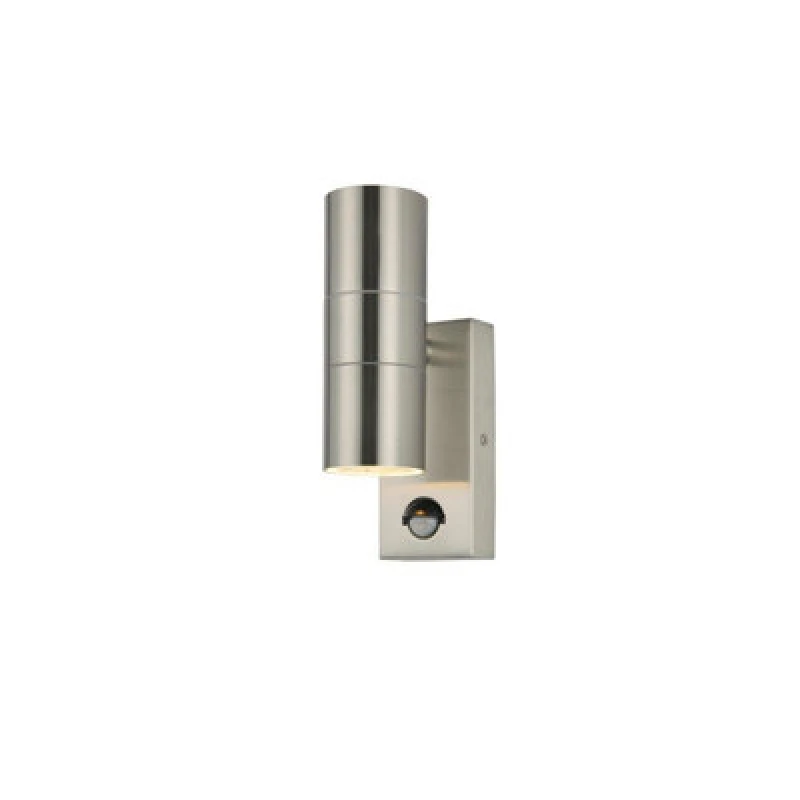 Image of Netlighting Leto PIR 2 Light Outdoor Up Down Wall Lamp Stainless Steel IP65 Grey