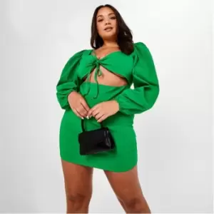 Image of I Saw It First Puff Sleeve Cut Out Mini Dress - Green