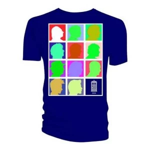 Image of Doctor Who - Silhouette Grid Multi Blue Mens Medium T-Shirt - Blue
