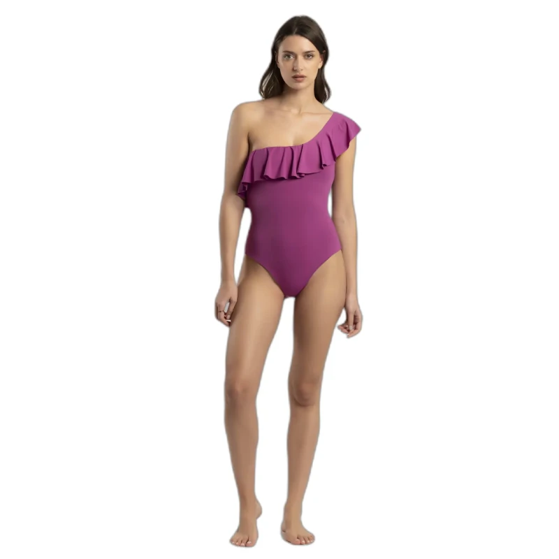 Image of Womens one Piece swimsuit with side ruffles Admas Violet Female 42