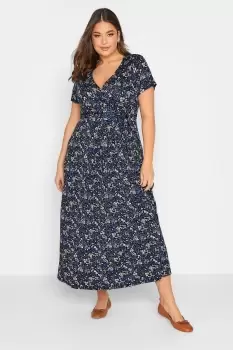 Image of Ditsy Print Wrap Front Tie Maxi Dress