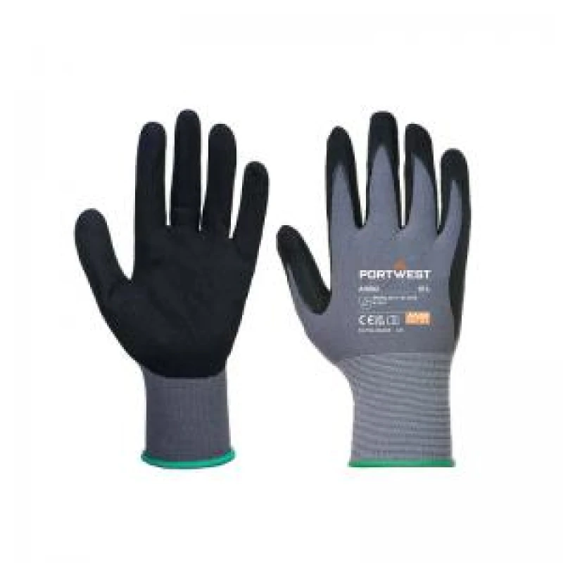 Image of Portwest DermiFlex Nitrile Foam Gloves A350BKRL Colour: Black
