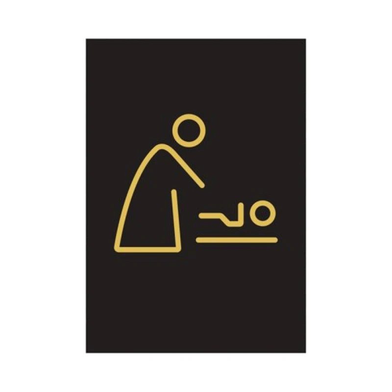 Image of Baby Changing Sign Rigid Plastic 105x150mm Black/Gold Y6698805