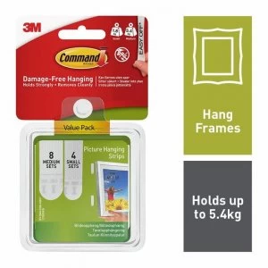 Image of Command Strips 8 Medium Sets 4 Small Sets - White