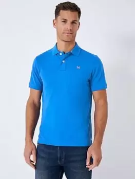 Image of Crew Clothing Crew Clothing Classic Pique Polo Shirt - Bright Blue, Bright Blue, Size L, Men
