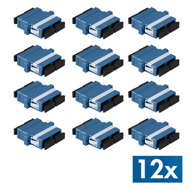 Image of LogiLink Fiber Adapter SC Duplex. 12 pieces. with flange. blue