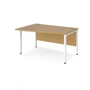 Image of Office Desk Left Hand Wave Desk 1400mm Oak Top With White Frame Maestro 25 MB14WLWHO