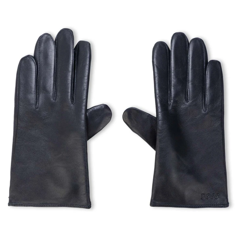 Image of Boss Gioli Leather Gloves Dark Blue male 9