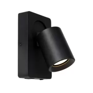 Image of Nigel Modern Wall Spotlight - LED Dim. - GU10 - 1x5W 3000K - With USB charging point - Black