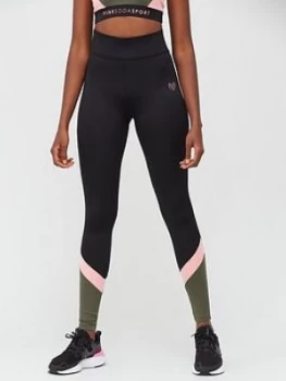 Image of Pink Soda Ave Panel Leggings - Black