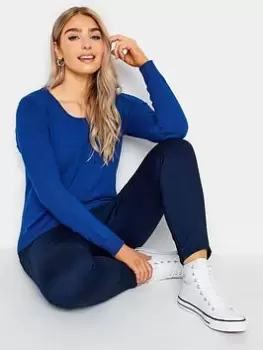 Image of M&Co Petite Petite Crew Neck Jumper Blue Size 8-10, Women