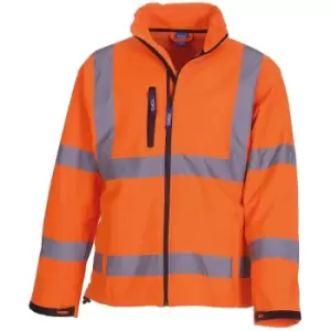 Image of Mens Hi-Vis Sofshell Jacket (m) (Hi Vis Orange) - Hi Vis Orange - Yoko