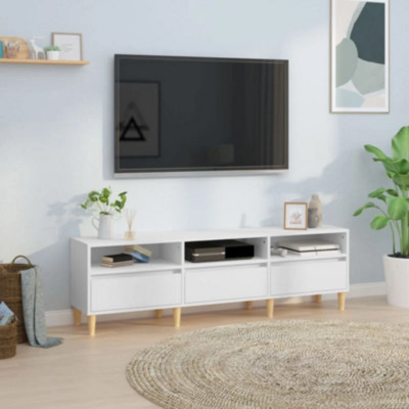 Image of Vidaxl TV Cabinet, TV Stand Cabinet For Bedroom Living Room Ding Room, Media Unit With Shelves, Entertainment Centre, White Engineered