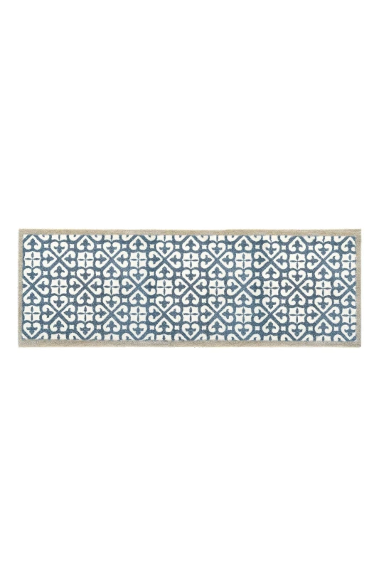 Image of My Mat Washable Nylon Harlequin Tile Blue Indoor Mat Mid Blue