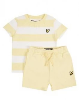 Image of Lyle & Scott Toddler Boys Stripe T-Shirt and Shorts Outfit - Yellow