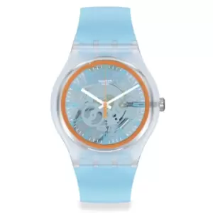 Image of Swatch SwatchPAY! Sea Pay! Quartz Transparent Dial Blue Silicone Strap Unisex Watch SVIK102-5300