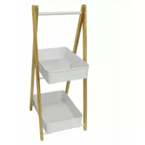 Image of Watsons - Kitchen / Bathroom Two Tier Storage Unit - White / Natural - Oak / White