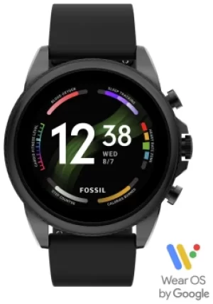 Image of Fossil Mens Gen 6 Black Silicone Strap Smart Watch