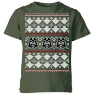 Image of Star Wars Imperial Darth Vader Kids Christmas T-Shirt - Forest Green - 3-4 Years