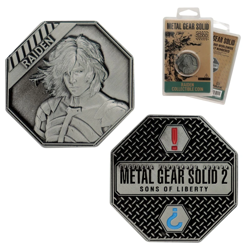 Image of Metal Gear Solid 2 Raiden Limited Edition Collectible Coin - Officially Licensed in Metallic Silver Metallic Silver Unisex