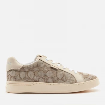 Image of Coach Womens Lowline Jacquard Trainers - Stone/Chalk - UK 3