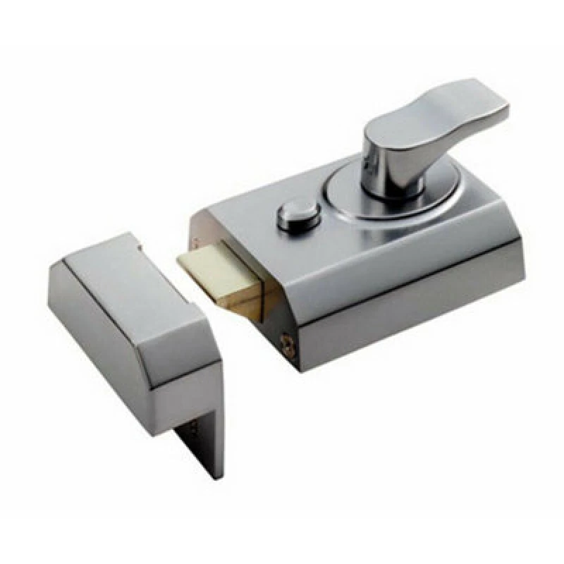 Image of Loops Contract Rim Cylinder Nightlatch 60mm Satin Chrome Door Security Lock Multi unisex