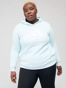 Image of adidas Big Logo Hoodie (Plus Size) - Light Blue, Size 4X, Women
