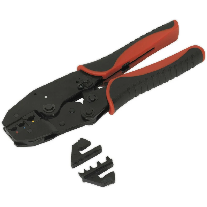 Image of Loops Ratchet Crimping Tool - Interchangeable Hardened & Tempered Jaws - Soft Grip Multi