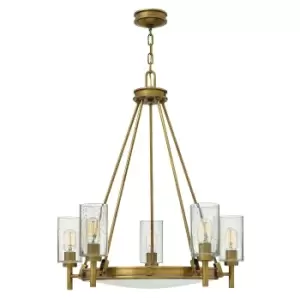 Image of 5 Bulb Chandelier Hanging Pendant LIght Heritage Brass LED E27 100W Bulb