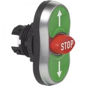 Image of Triple head pushbutton Front ring PVC chrome plated Green Red Green
